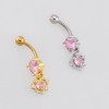 DANGLE MULTI CZ HEART BELLY NAVEL RING 316L SURGICAL STEEL